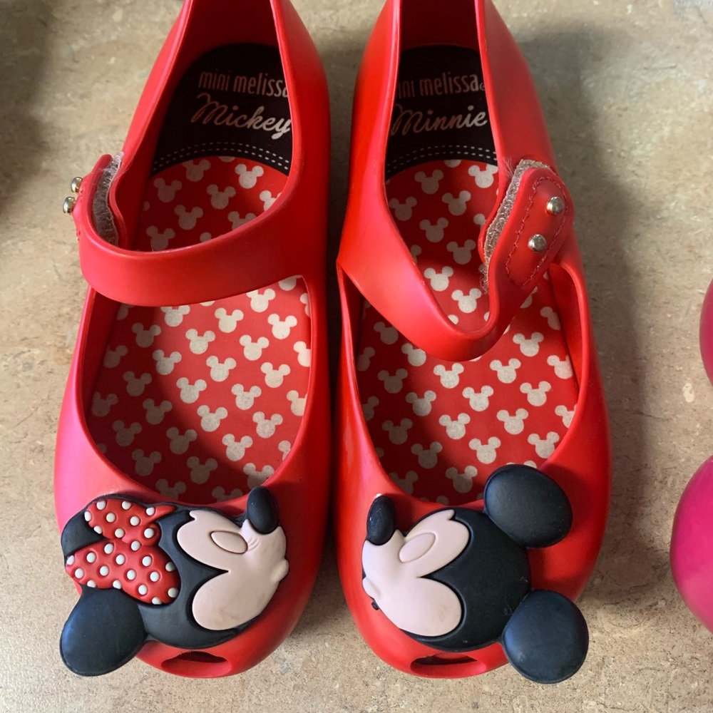 Mini Melissa Minnie and Mickey Mouse Mary Jane toddler shoes